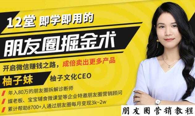 【营销必学】12堂学之即用的朋友圈掘金术:开启你的副业赚钱之路-课程网