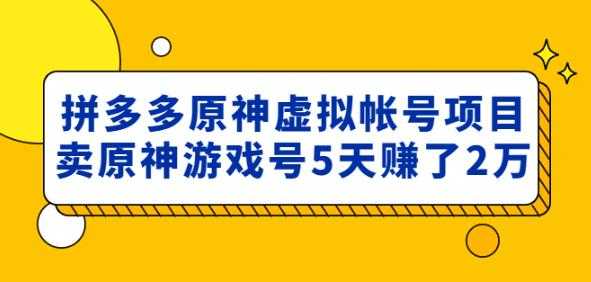 外面卖2980的拼多多原神虚拟帐号项目:卖原神游戏号5天赚了2万-课程网